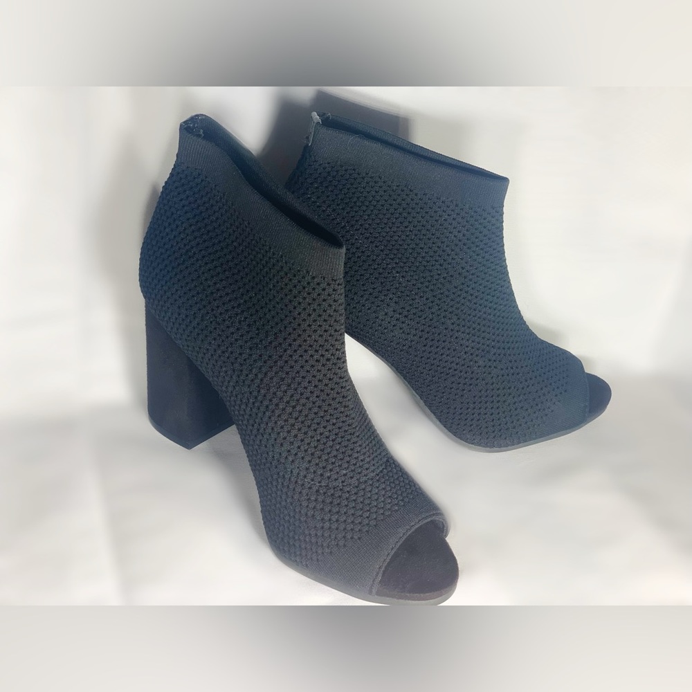 Seven Dials Black Tara Sock Open Toe Boots